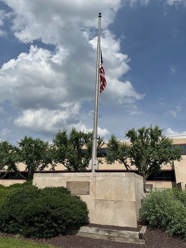 Veterans Memorial - wide view with flags image. Click for full size.