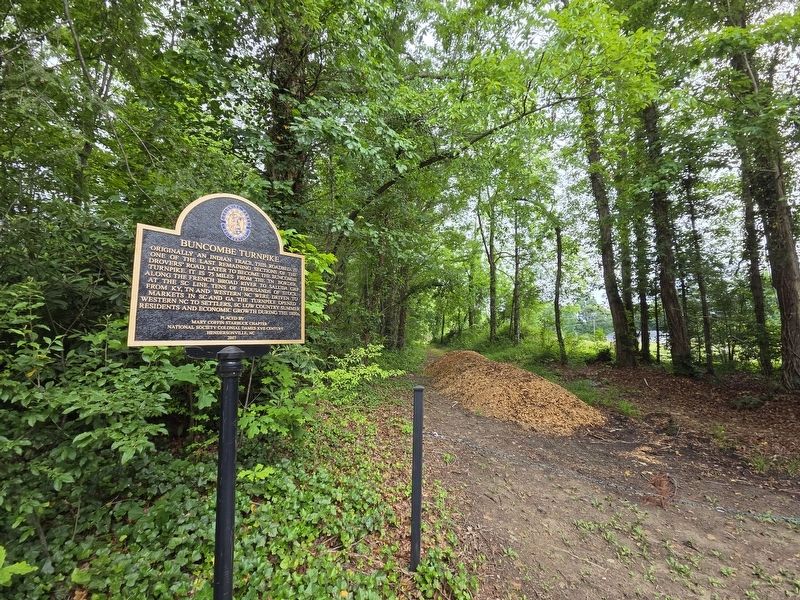 Buncombe Turnpike Marker at adjacent trail image. Click for full size.