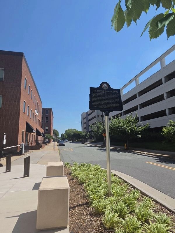 The Little Red Factory Marker looking south on N. Chestnut St.. Click for full size. The Little Red Factory Marker looking south on N. Chestnut St. image. Click for full size.