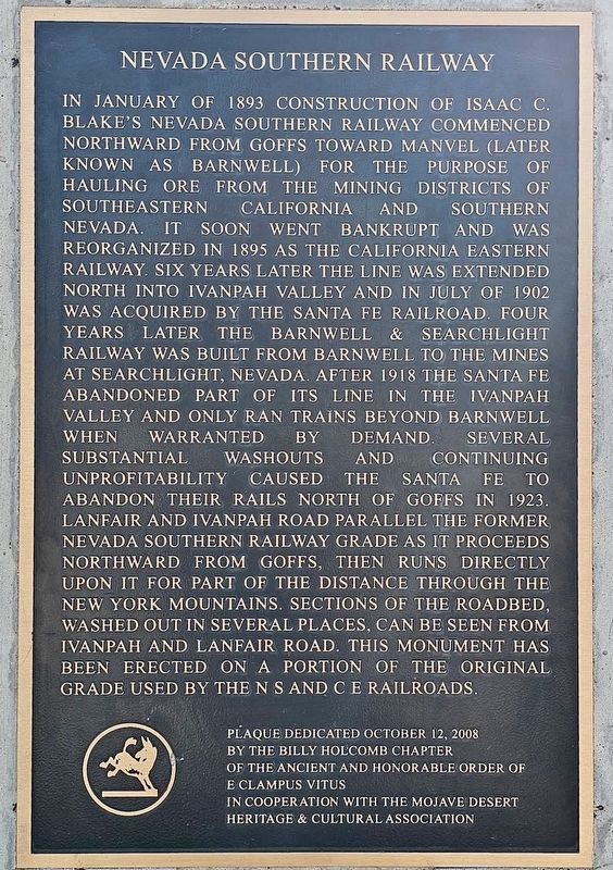 Nevada Southern Railway Marker image. Click for full size.