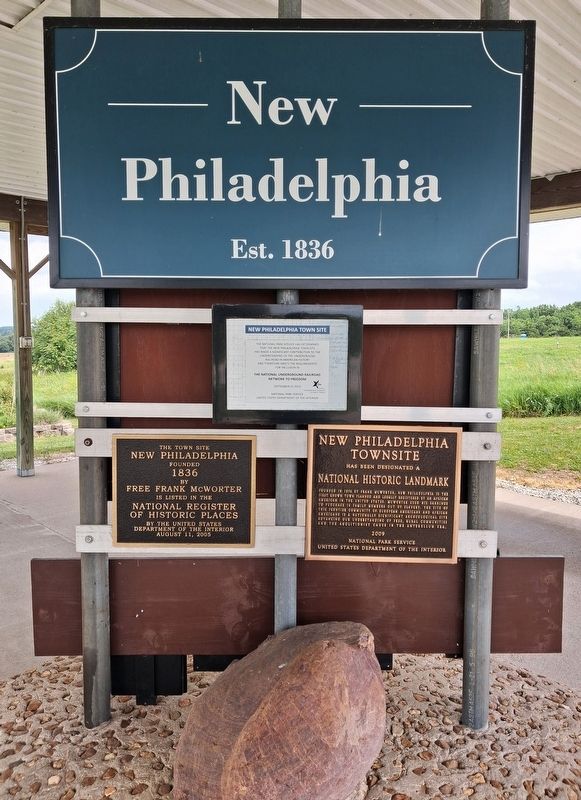 New Philadelphia Town Site Marker. Click for full size. New Philadelphia Town Site Marker image. Click for full size.