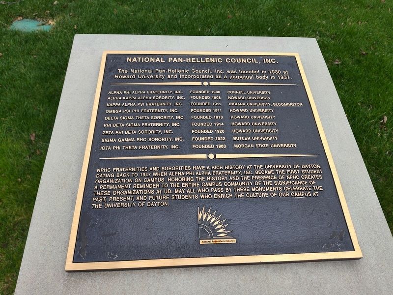 National Pan-Hellenic Council, Inc. Marker image. Click for full size.