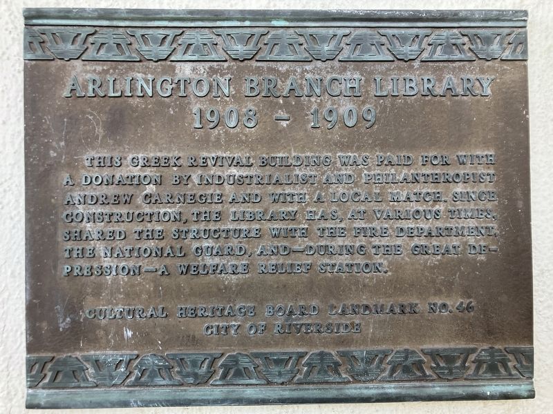 Arlington Branch Library Marker image. Click for full size.