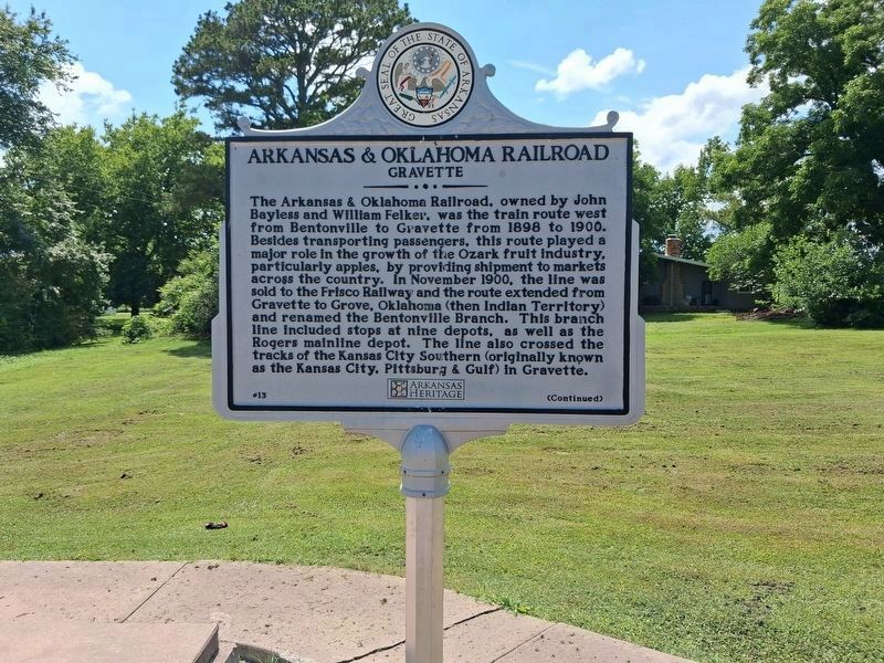 Arkansas & Oklahoma Railroad Marker image. Click for full size.