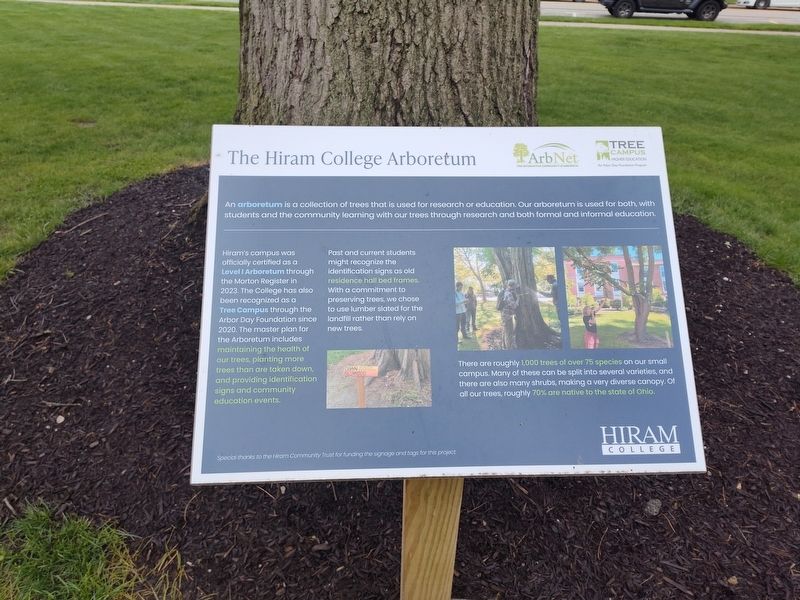 The Hiram College Arboretum Marker. Click for full size. The Hiram College Arboretum Marker image. Click for full size.