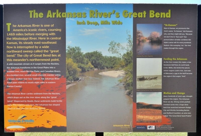 The Arkansas River's Great Bend Marker. Click for full size. The Arkansas River's Great Bend Marker image. Click for full size.