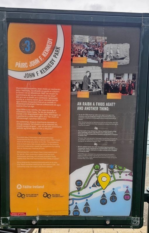 Páirc John F. Kennedy / John F Kennedy Park Marker. Click for full size. Páirc John F. Kennedy / John F Kennedy Park Marker image. Click for full size.