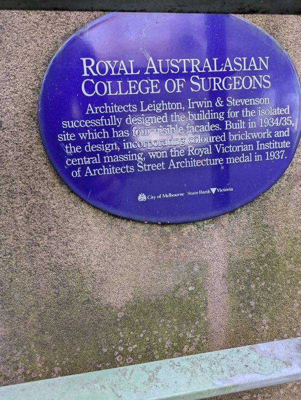 Royal Australian College of Surgeons Marker. Click for full size. Royal Australian College of Surgeons Marker image. Click for full size.