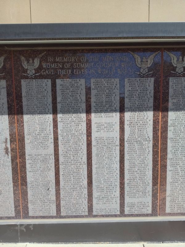 Summit County World War II Veterans Memorial. Click for full size. Summit County World War II Veterans Memorial image. Click for full size.