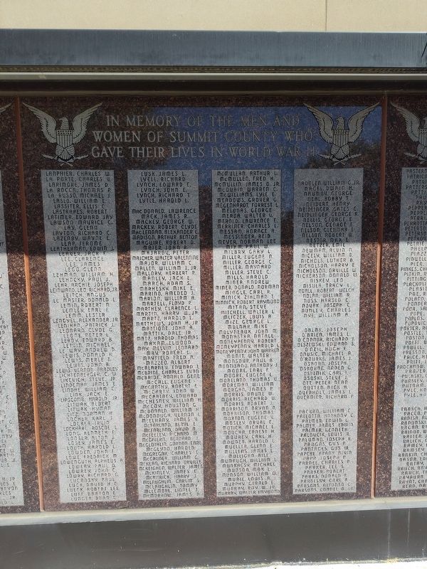 Summit County World War II Veterans Memorial. Click for full size. Summit County World War II Veterans Memorial image. Click for full size.
