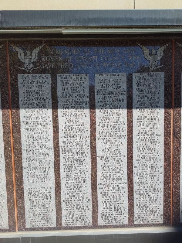 Summit County World War II Veterans Memorial. Click for full size. Summit County World War II Veterans Memorial image. Click for full size.