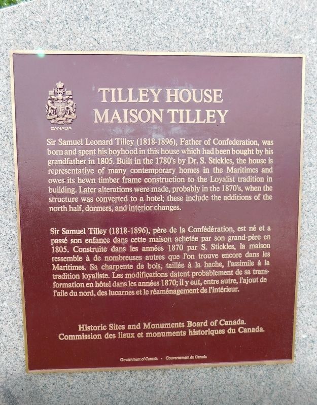 Tilley House / Maison Tilley Marker image. Click for full size.