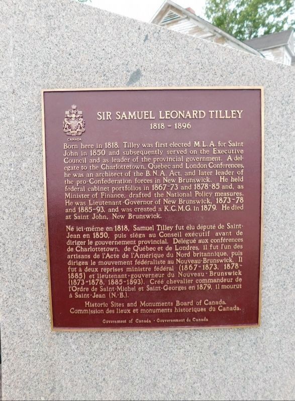 Sir Samuel Leonard Tilley Marker image. Click for full size.