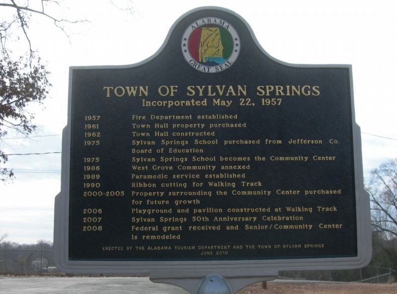 Town of Sylvan Springs Marker. Click for full size. Town of Sylvan Springs Marker image. Click for full size.