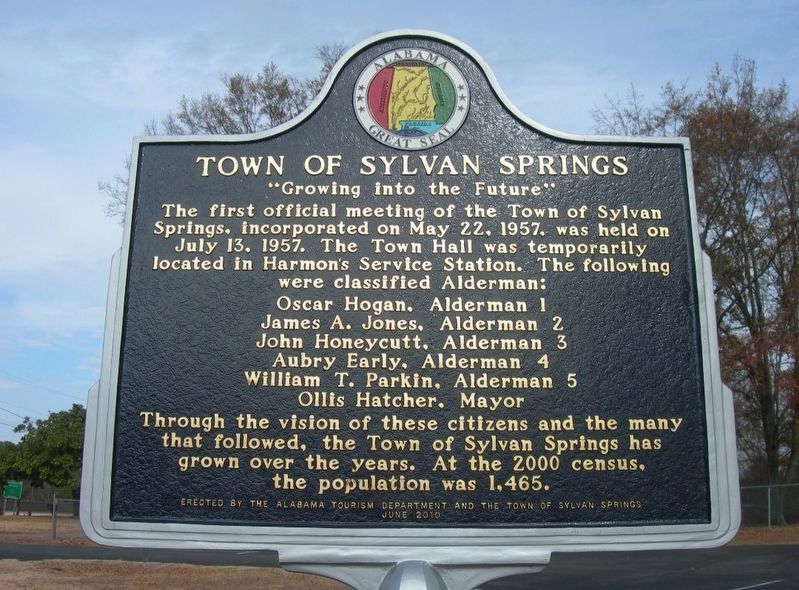 Town of Sylvan Springs Marker. Click for full size. Town of Sylvan Springs Marker image. Click for full size.