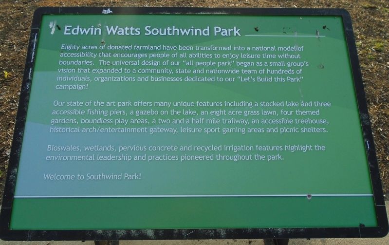 Edwin Watts Southwind Park Marker. Click for full size. Edwin Watts Southwind Park Marker image. Click for full size.