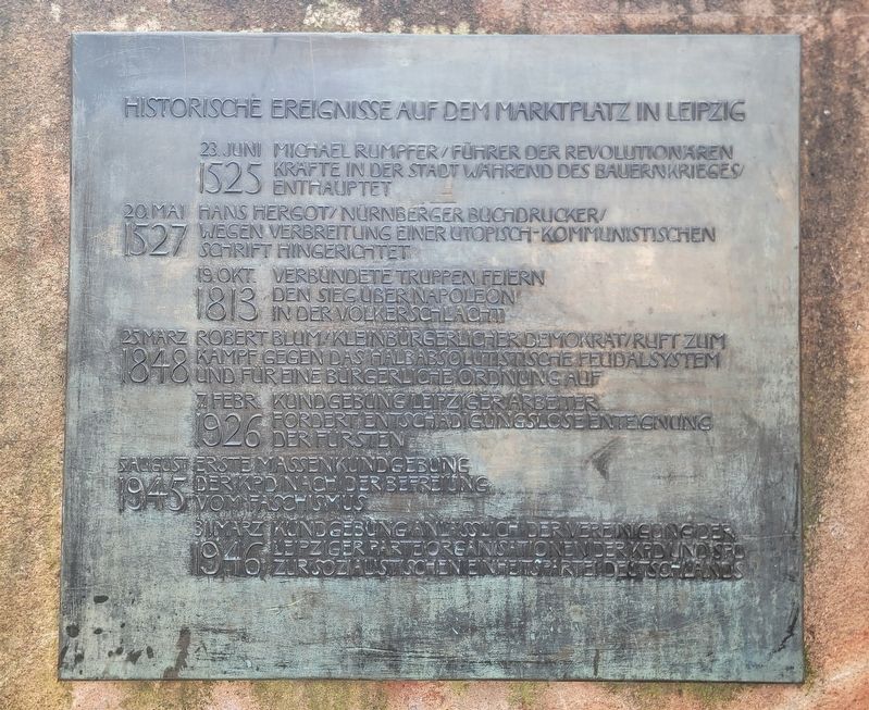 Historische Ereignisse auf dem Marktplatz in Leipzig / Historic Events on Leipzig's Market Square Ma image. Click for full size.
