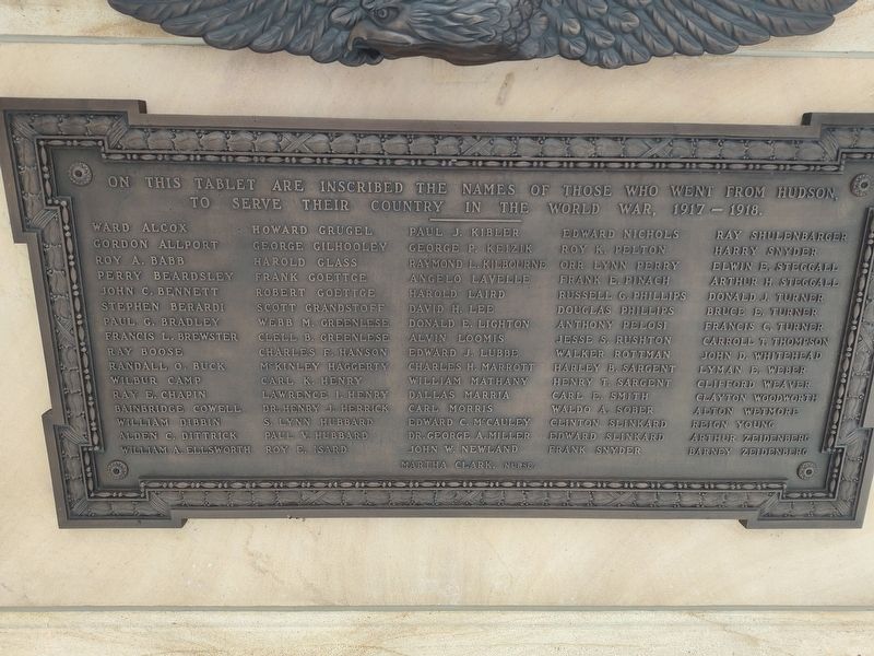 Hudson World War Memorial Marker image. Click for full size.