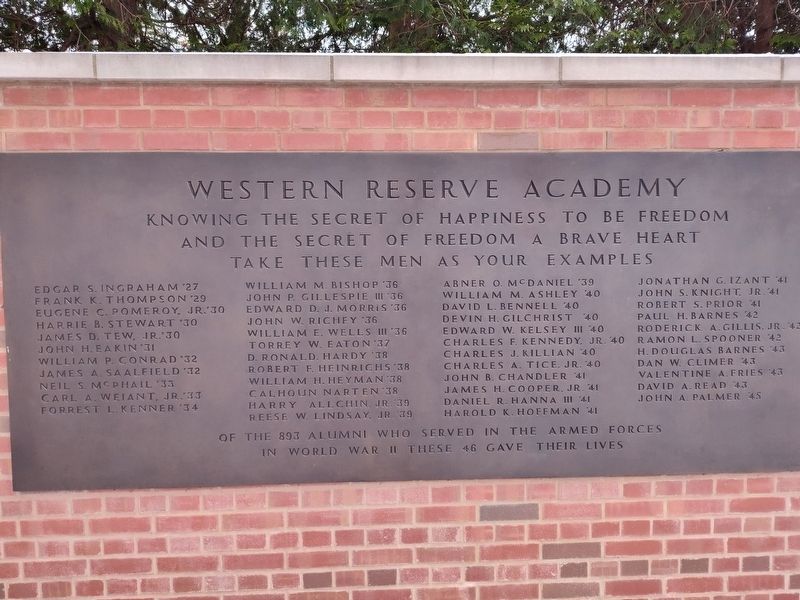 WRA Alumni War Memorial. Click for full size. WRA Alumni War Memorial image. Click for full size.