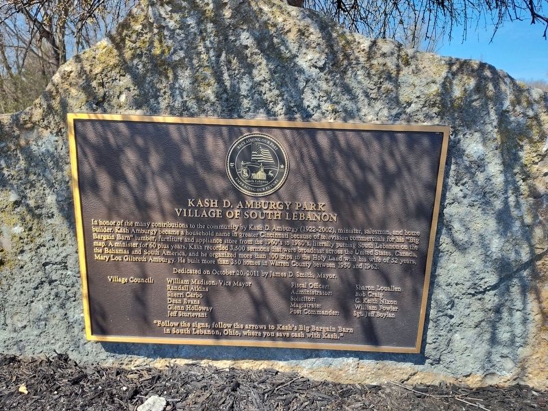 Kash D. Amburgy Park Marker. Click for full size. Kash D. Amburgy Park Marker image. Click for full size.