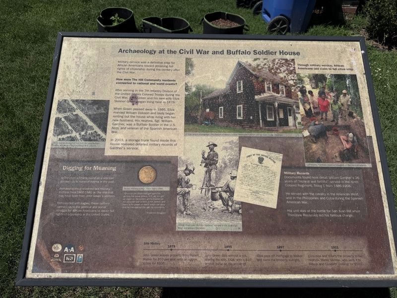 Archaeology at the Civil War and Buffalo Soldier House Marker. Click for full size. Archaeology at the Civil War and Buffalo Soldier House Marker image. Click for full size.