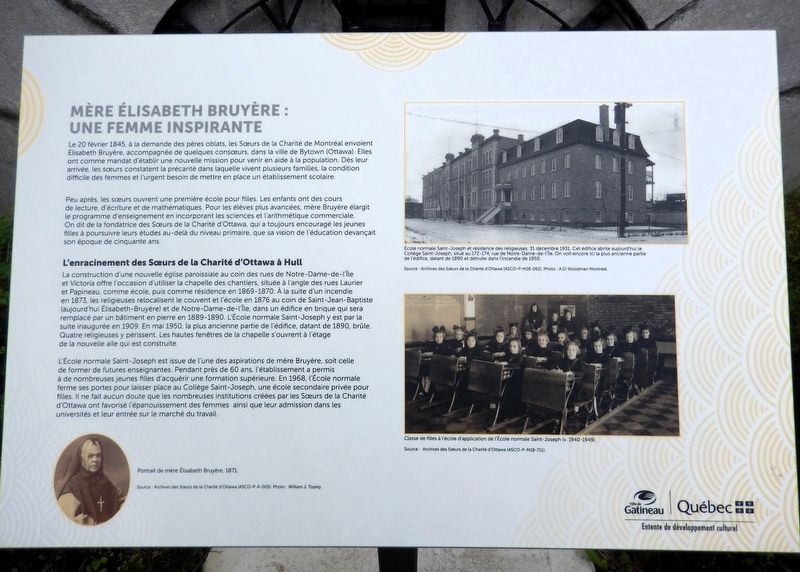 Mère Élisabeth Bruyère : une femme inspirante Marker. Click for full size. Mère Élisabeth Bruyère : une femme inspirante Marker image. Click for full size.
