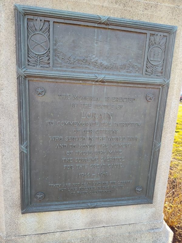 Lorain World War Memorial Marker image. Click for full size.