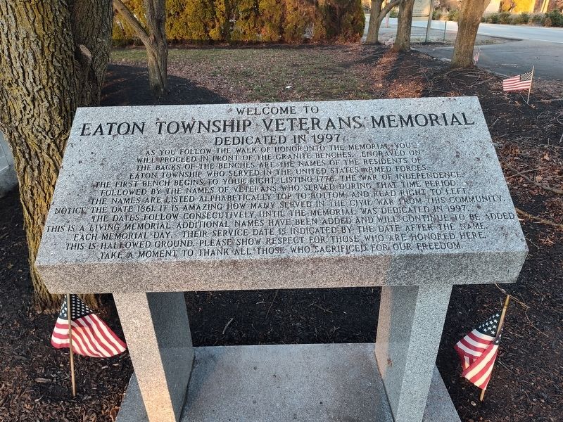 Eaton Township Veterans Memorial. Click for full size. Eaton Township Veterans Memorial image. Click for full size.