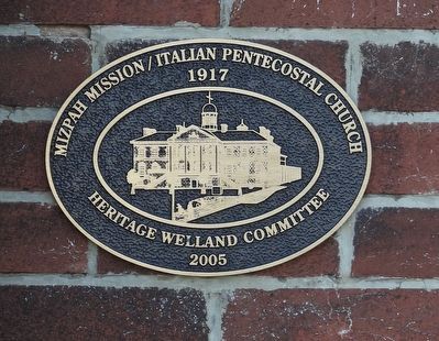 Mizpah Mission/Italian Pentecostal Church 1917 - Marker. Click for full size. Mizpah Mission/Italian Pentecostal Church 1917 - Marker image. Click for full size.