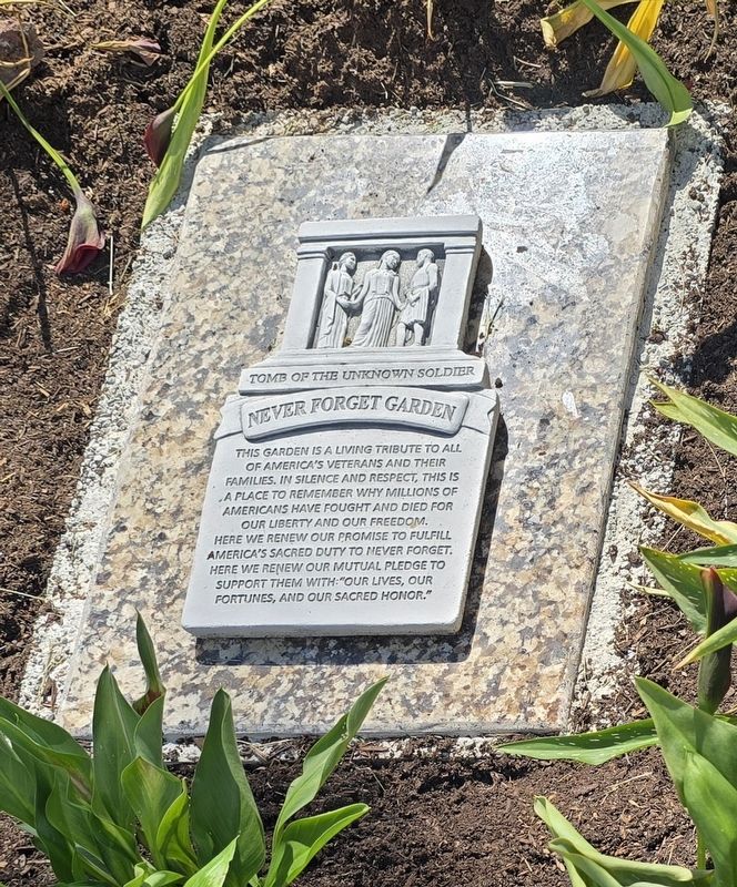 Never Forget garden at Chewelah Pioneer Cemetery Marker. Click for full size. Never Forget garden at Chewelah Pioneer Cemetery Marker image. Click for full size.