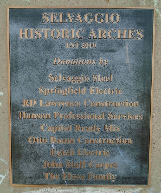 Selvaggio Historic Arches Sponsors Marker. Click for full size. Selvaggio Historic Arches Sponsors Marker image. Click for full size.