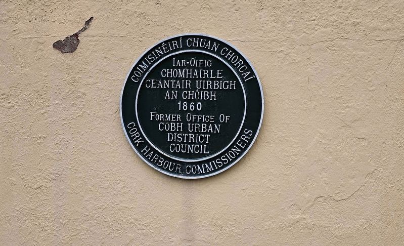 Chomhairle Ceantair Uirbigh an Chóibh / Cobh Urban District Council Marker. Click for full size. Chomhairle Ceantair Uirbigh an Chóibh / Cobh Urban District Council Marker image. Click for full size.
