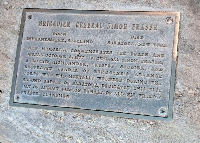 Brigadier General Simon Fraser Marker image. Click for full size.