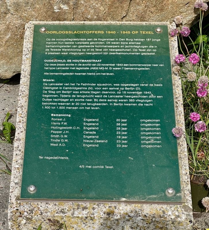Vliegtuigcrash Lancaster JA932 MG-M / Lancaster MG-M Crash Memorial Marker image. Click for full size.