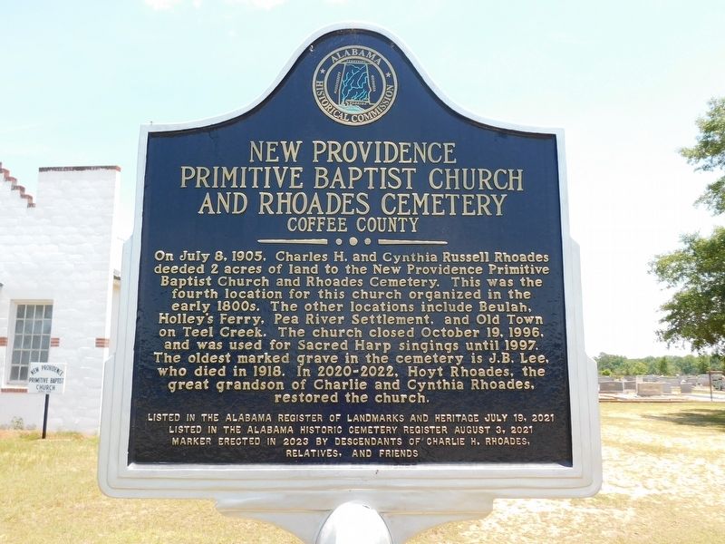 New Providence Primitive Baptist Church and Rhoades Cemetery Marker image. Click for full size.