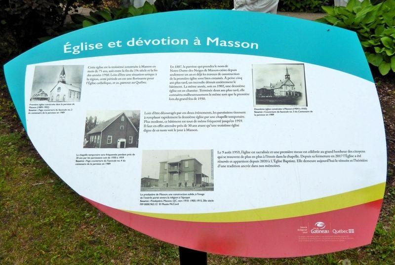 Église et dévotion à Masson Marker. Click for full size. Église et dévotion à Masson Marker image. Click for full size.