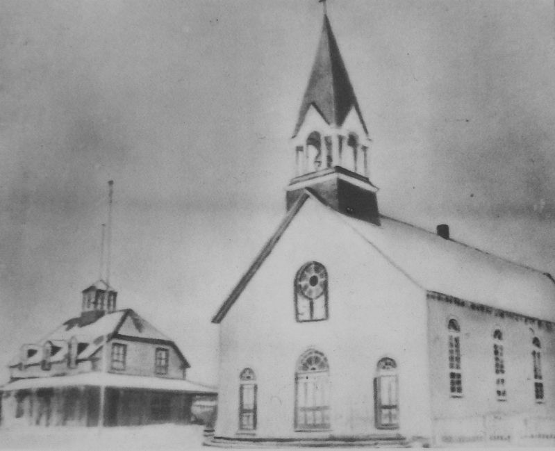 Marker detail: Première église construite dans la paroisse de Masson (1889-1902).. Click for full size. Marker detail: Première église construite dans la paroisse de Masson (1889-1902). image. Click for full size.
