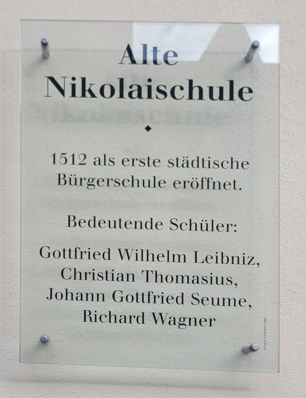 Alte Nikolaischule / Old St. Nicholas School Marker. Click for full size. Alte Nikolaischule / Old St. Nicholas School Marker image. Click for full size.