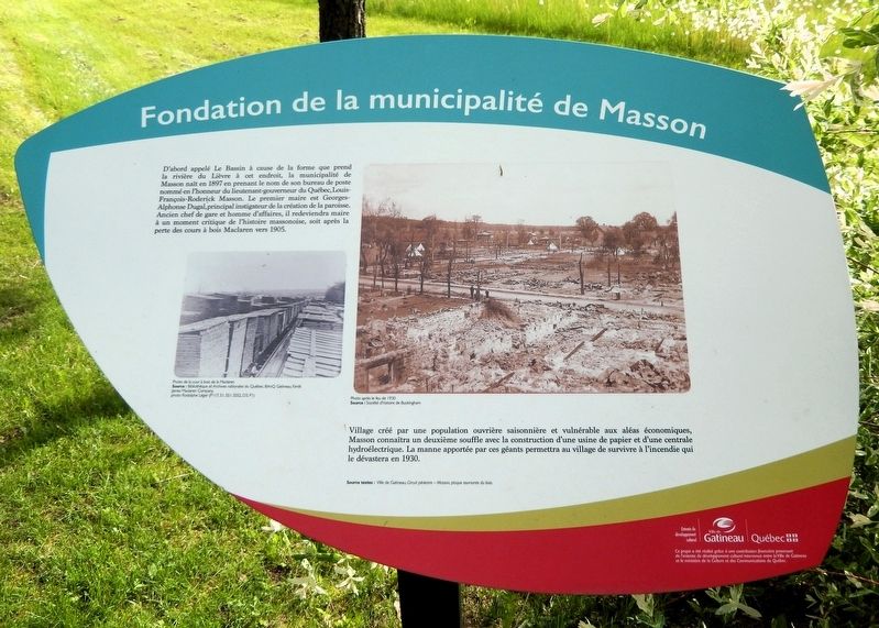Fondation de la municipalité de Masson Marker. Click for full size. Fondation de la municipalité de Masson Marker image. Click for full size.