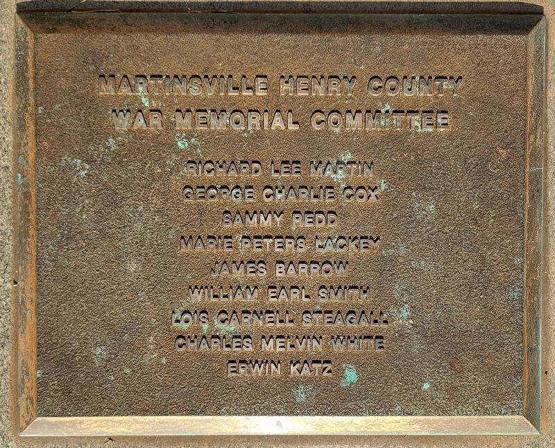 Henry County War Memorial Dedication Plaque image. Click for full size.
