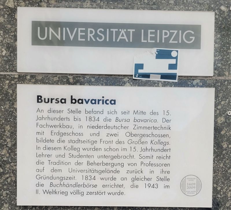 Bursa Bavarica / Bavarian Residence Hall Marker. Click for full size. Bursa Bavarica / Bavarian Residence Hall Marker image. Click for full size.