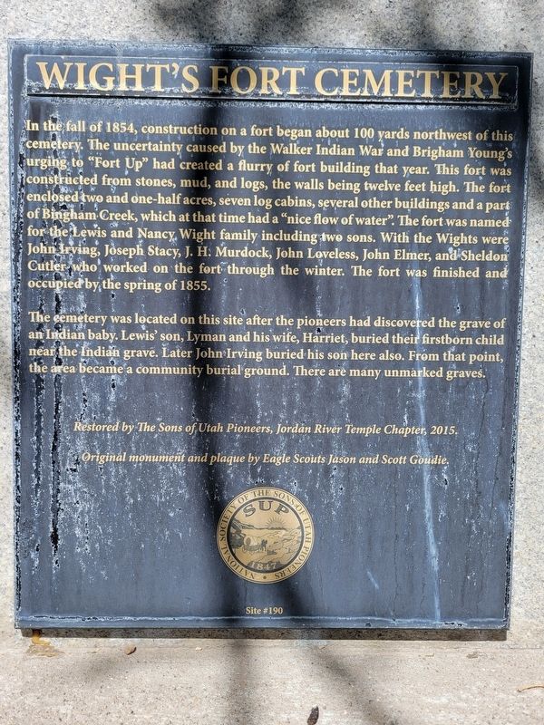 Wight's Fort Cemetery Marker image. Click for full size.