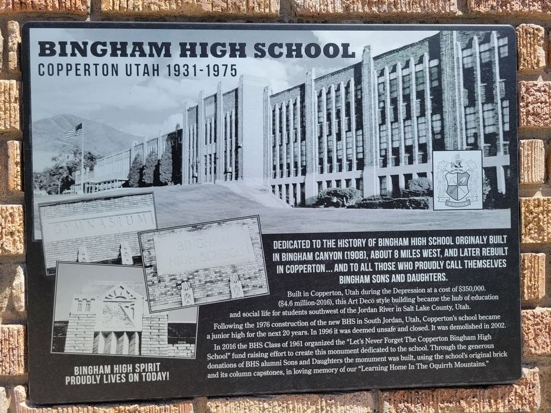 Bingham High School Marker image. Click for full size.