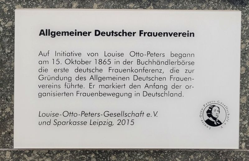 Allgemeiner Deutscher Frauenverein / General German Women's Association Marker. Click for full size. Allgemeiner Deutscher Frauenverein / General German Women's Association Marker image. Click for full size.