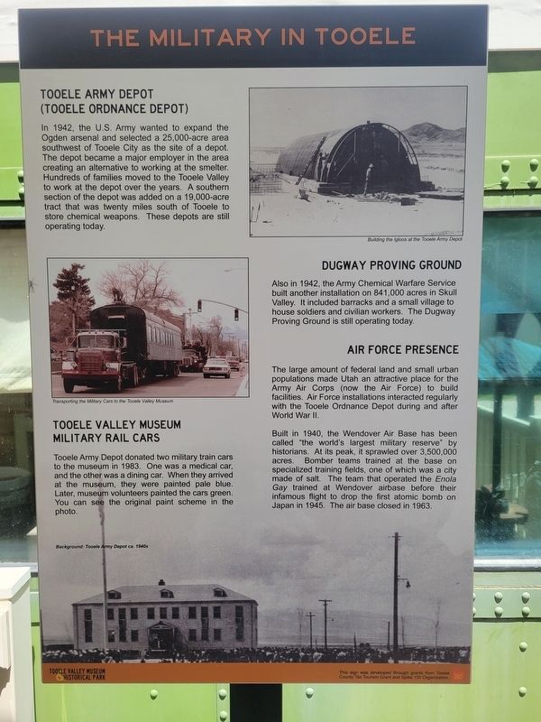 The Military in Tooele Marker. Click for full size. The Military in Tooele Marker image. Click for full size.