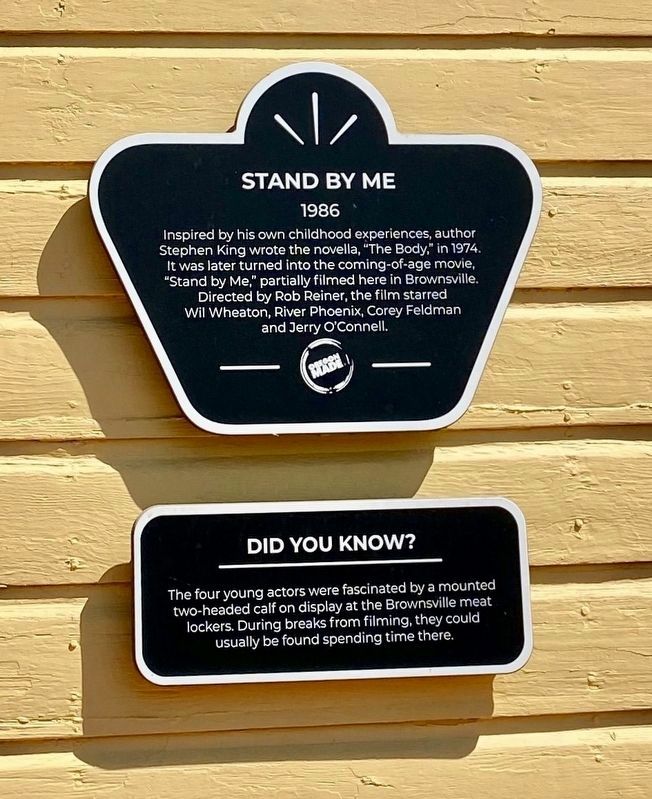 Oregon Film Trail Stand By Me Marker. Click for full size. Oregon Film Trail Stand By Me Marker image. Click for full size.