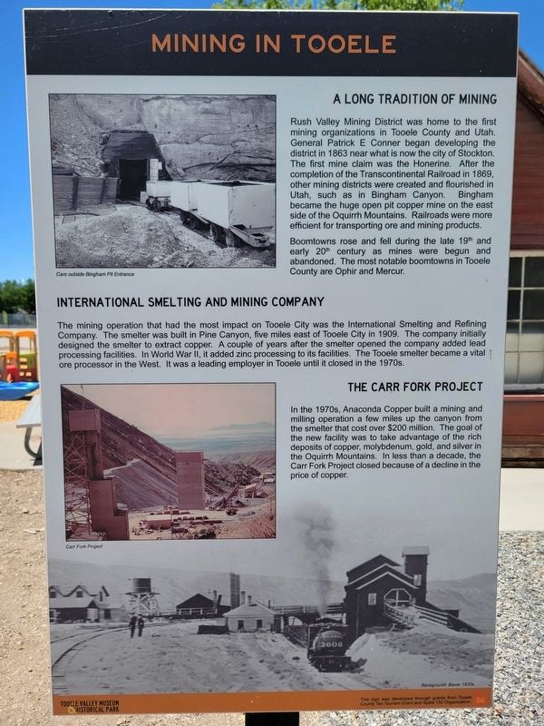 Mining in Tooele Marker. Click for full size. Mining in Tooele Marker image. Click for full size.