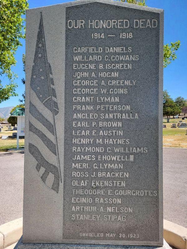 Tooele Cemetery Veterans Memorial Marker. Click for full size. Tooele Cemetery Veterans Memorial Marker image. Click for full size.