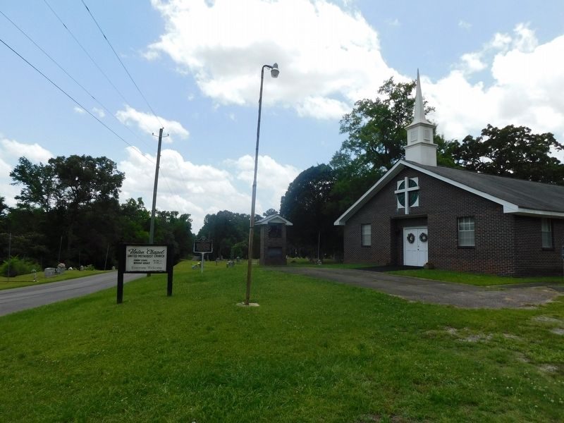 Union Chapel Methodist Episcopal Church Cemetery Marker and Church. Click for full size. Union Chapel Methodist Episcopal Church Cemetery Marker and Church image. Click for full size.