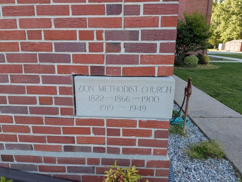 Zion Methodist Church Cornerstone. Click for full size. Zion Methodist Church Cornerstone image. Click for full size.